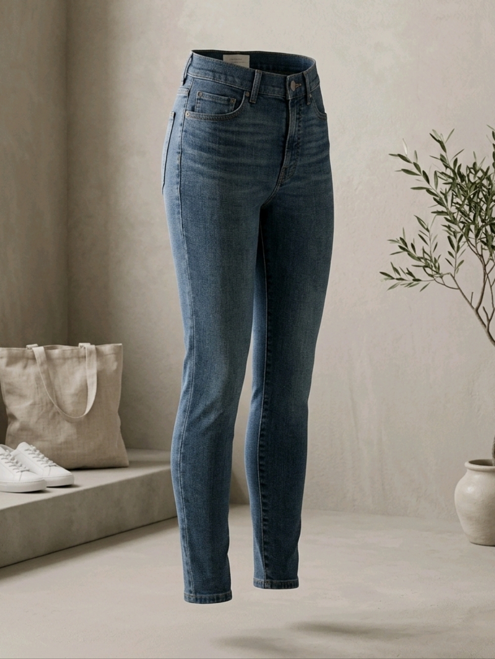 Everlane The High Rise Skinny Medium Wash Blue Jeans Size 25 R